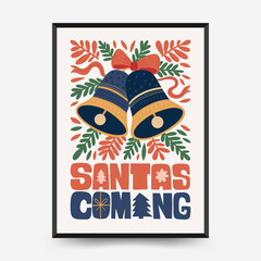 Merry Christmas and Happy New Year vertical flyer or poster template. Modern trendy minimal style. Hand drawn design for wallpaper, wall decor, print, postcard, cover, template, banner.