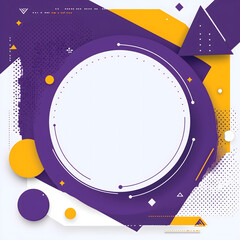 White circle  middle yellow and purple background social media post template Concept