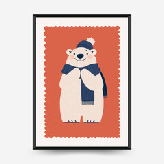 Merry Christmas and Happy New Year vertical flyer or poster template. Modern trendy minimal style. Hand drawn design for wallpaper, wall decor, print, postcard, cover, template, banner.