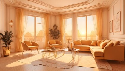 Fototapeta premium Photo interior modern design room 3d illustration;