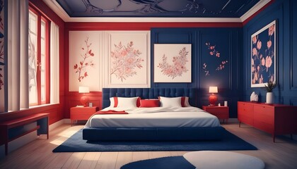 Obraz premium Photo interior modern design room 3d illustration;