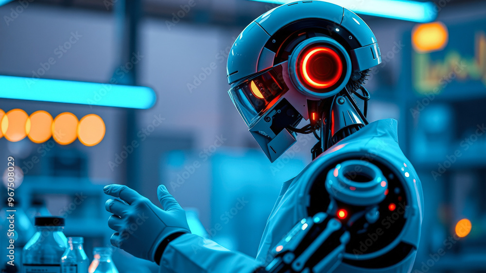 Poster advanced robotic scientist in laboratory
