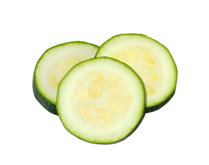 Sliced Zucchini vegetable isolated on white background.