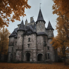 Fototapeta premium Halloween scary house castle night 