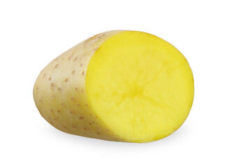 Half Raw Potato isolated on white background.