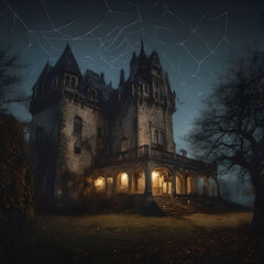 Obraz premium Halloween scary house castle night 