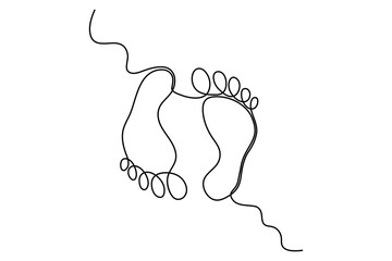 Continuous single line of foot sole drawing outline vector art illustration
