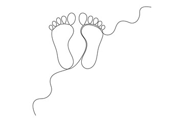 Continuous single line of foot sole drawing outline vector art illustration
