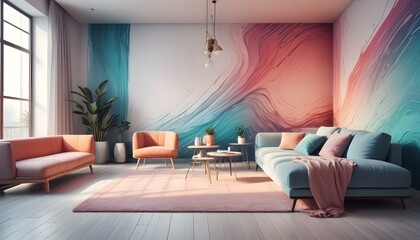 Photo interior modern design room 3d illustration;