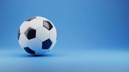 Naklejka premium Soccer ball, sports and competition concept, blue background.