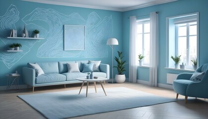 Photo interior modern design room 3d illustration;