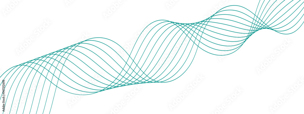 Aufkleber Abstract futuristic blend Curved wavy technology lines.  Curved wavy line, smooth stripes. Modern stream wave background and Sound waves technology curve flow wave lines.
