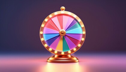 Colorful spinning wheel of fortune with vibrant sections. A symbol of chance and luck, perfect for games or contests.