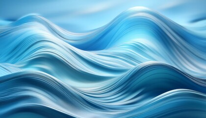 A serene abstract depiction of flowing waves in various shades of blue, evoking calmness and tranquility in a digital art style.