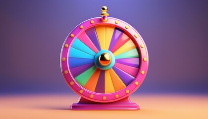 Colorful prize wheel with vibrant segments and a shiny spinner, perfect for games, events, and promotional activities.