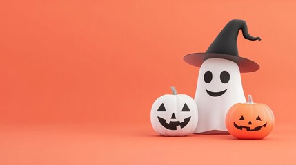 Halloween costume contest flat design, front view, competition theme, 3D render, Splitcomplementary color scheme