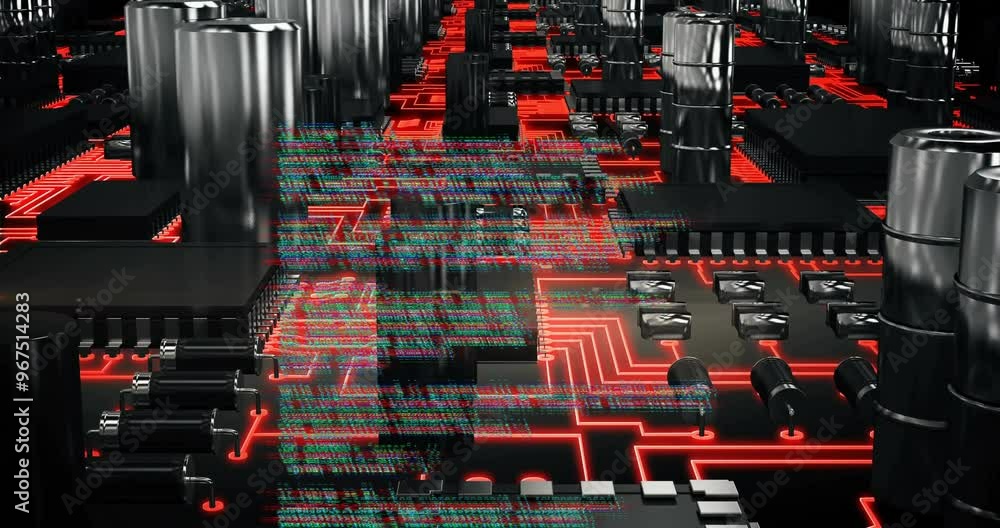 Aufkleber animation of digital data processing over computer servers
