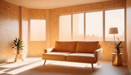 Photo interior modern design room 3d illustration;