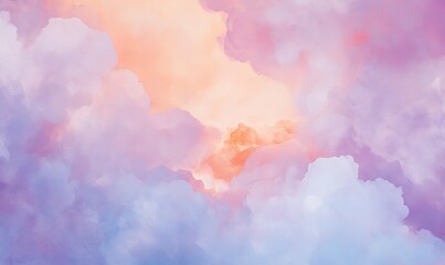Soft Pastel Clouds at Sunset Illuminating the Sky With Vibrant Hues