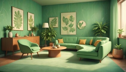 Photo interior modern design room 3d illustration;