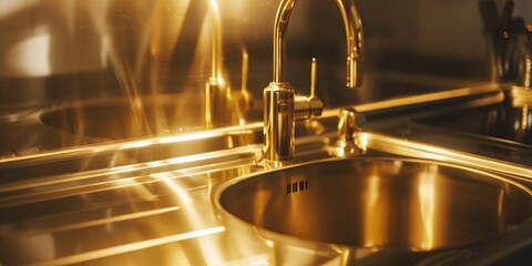 Award trophies with a golden finish, possibly reflective glass or crystal. Used for ceremonial presentation to winners of various competitions and achievements.