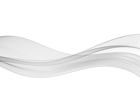 White background with silver waves. Abstract silver transparent wave.