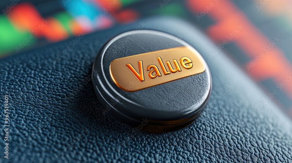 Poster a close up of a value button on the backside of an object, ai