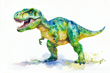 Obraz premium Charming Watercolor T-Rex with Vibrant Colors and Playful Expression