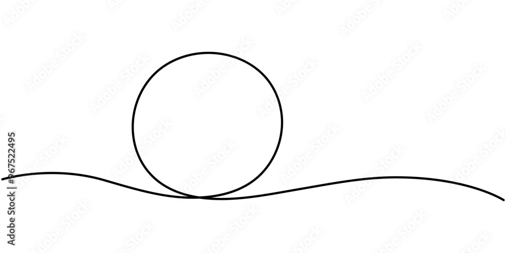 Poster continuous one line drawing of scribble black circle. round frame sketch outline on white background