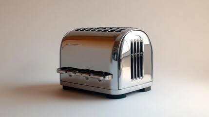 Vintage Chrome Toaster on a White Background