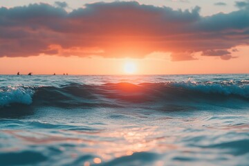 Ocean Waves at Sunset - Golden Hour Seascape