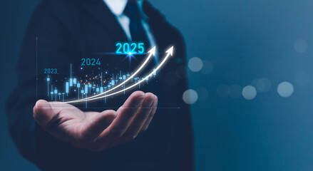 2024 to 2025 business growth strategic investment capital, goal of success, stock market. Company...