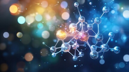 Atomic structure of a crystal growing over time, glowing in a spectrum of colors