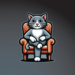 mascot logo of cat sat on a chair