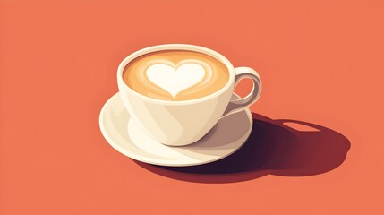 Obraz premium Heartwarming Latte Art A Cozy Cafe Moment in Flat Design