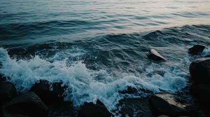 Fototapeta premium Ocean Waves Crashing on Rocks