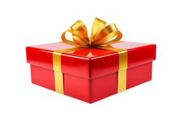 Red gift box, side view