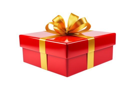 Red gift box, side view