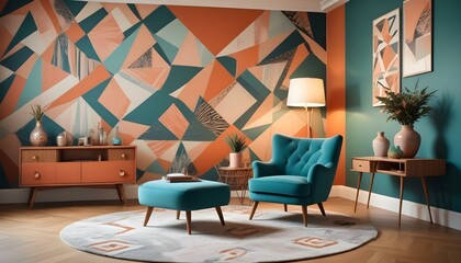 Photo interior modern design room 3d illustration;