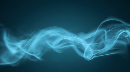Abstract Blue Smoke Waves on Dark Background