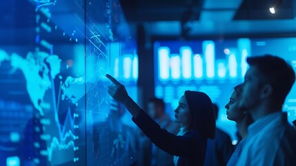 Professional Team in a Blue Ambiance, Business Theme, Portrait Shot, Blue Ambiance, Team