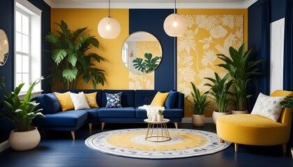 Photo interior modern design room 3d illustration;