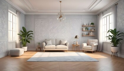 Photo interior modern design room 3d illustration;