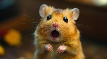 Close-up of a Surprised Hamster