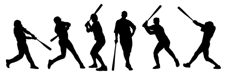a set of baseball batter silhouettes