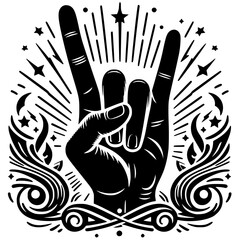 Rock n roll hand symbol silhouette
