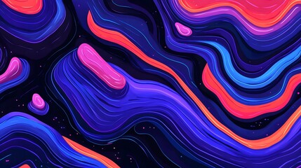 Abstract Wavy Background with Neon Colors and Dots