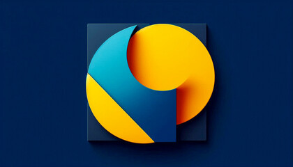 Minimalist Design with Bold Yellow and Blue Color Blocks: Versatile and Dynamic Composition