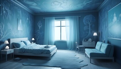 Photo interior modern design room 3d illustration;