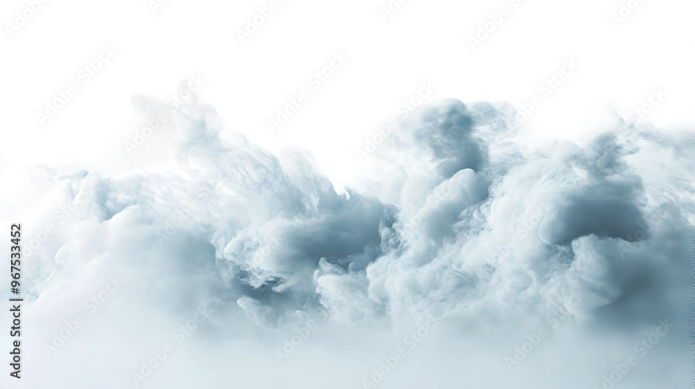 Poster soft gray clouds swirling in the sky during a calm afternoon isolated on transparent background